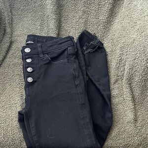American Eagle Outfitters Black Skinny Jeans with Button-Fly